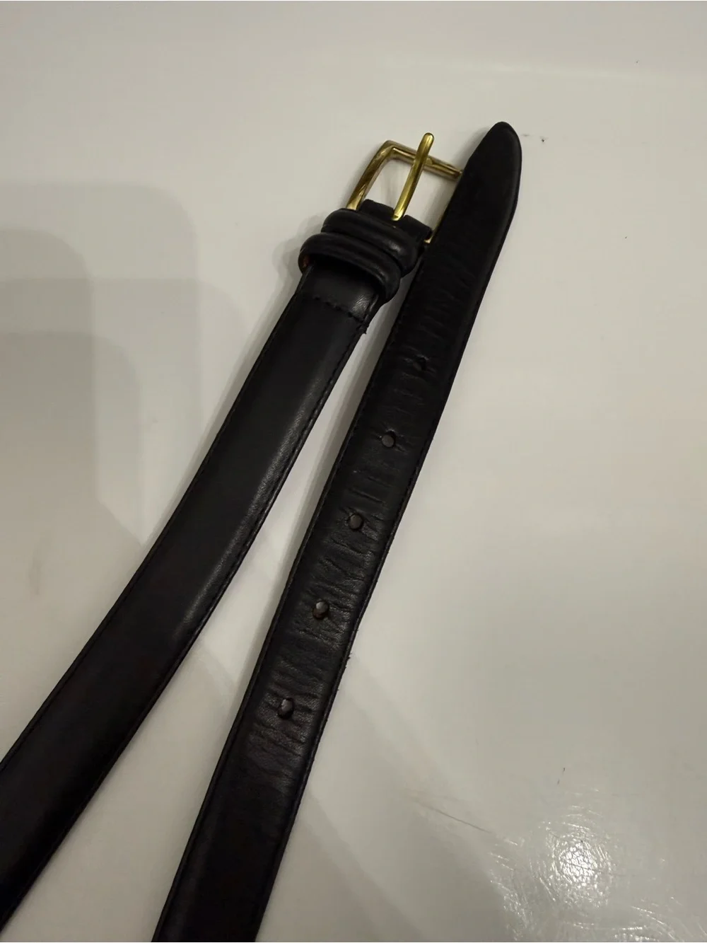 Vintage 90s Coach Black Leather Cowhide Belt with Solid Brass Buckle